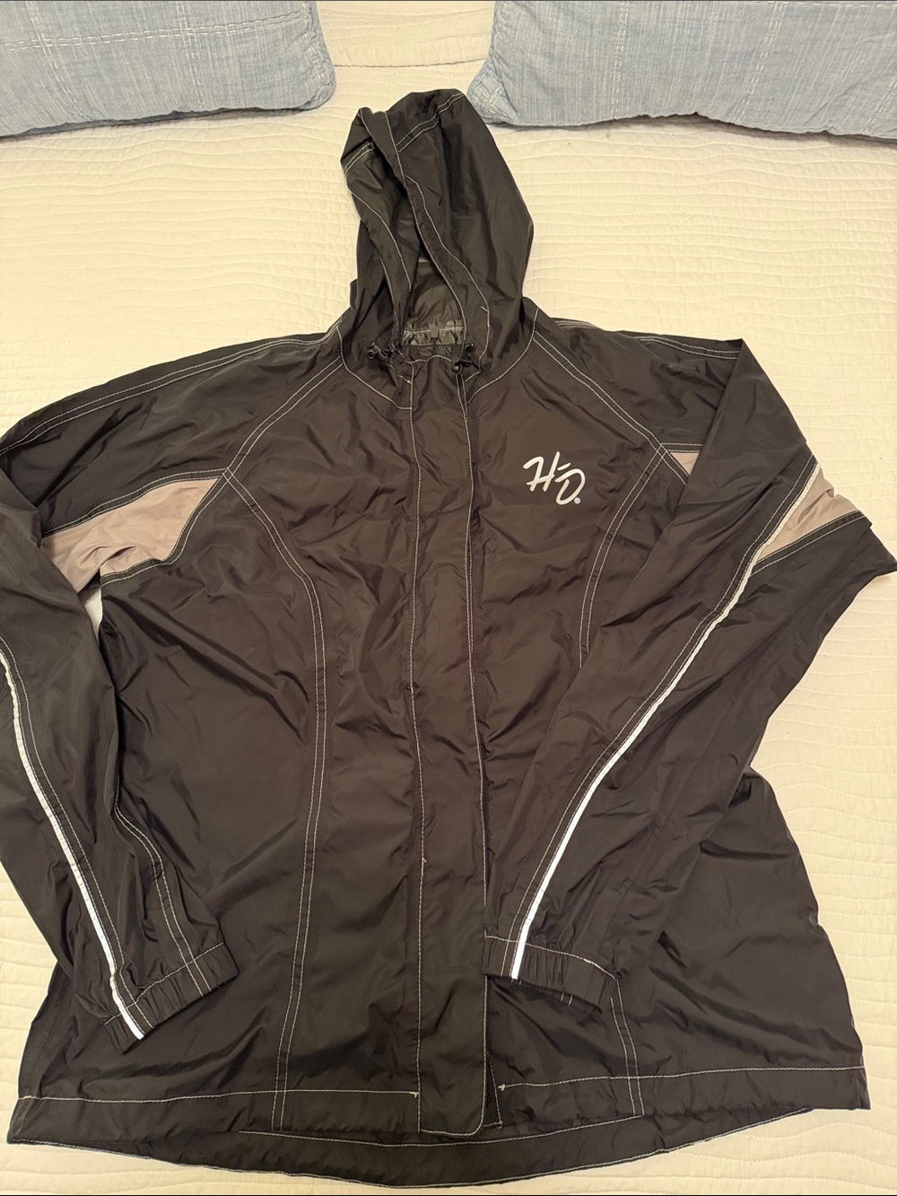 Harley-Davidson Black Rain Jacket with Gray Accents/Reflective Trim
